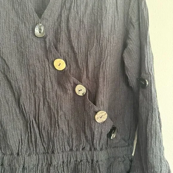 Soft Surroundings Cannes Black Crinkle Gauze Jumpsuit - Picture 3 of 8